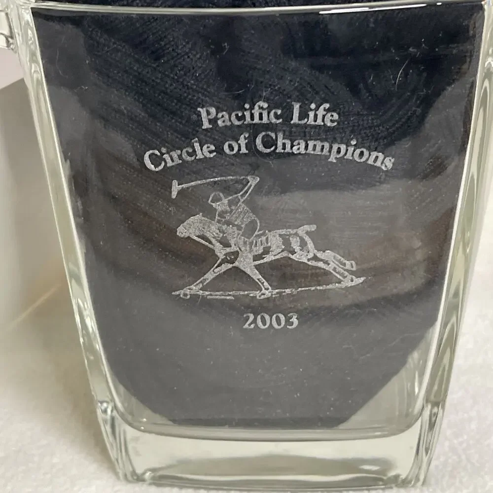 Ice Bucket LUMINARC Sterling France Glass Clear Arques France- Engraved Polo